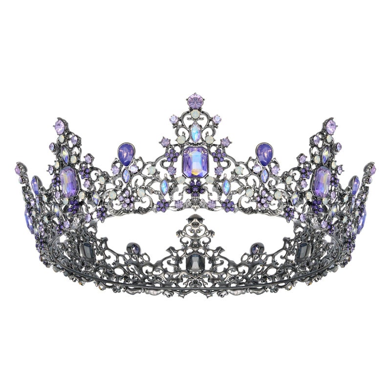 SWEETV Queen Crown for Women  Baroque Wedding Tiaras and Crowns Jeweled Costume Tiara Princess Crown Prom Birthday Party Halloween Hair Accessories Black Gray  Purple Shining Nola